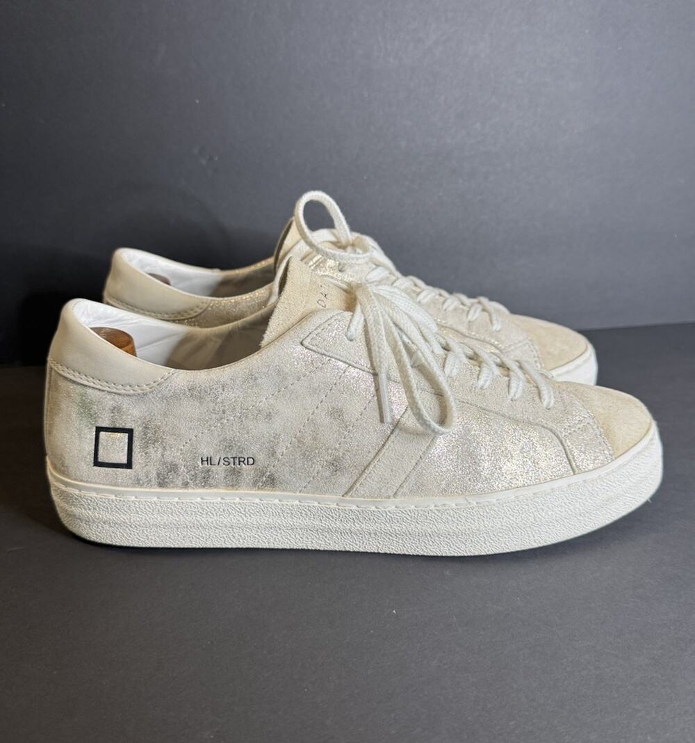 D.A.T.E. Hill Low Stardust Metallic Sneakers Women’s 8.5 EU 40 Shimmer Champagne